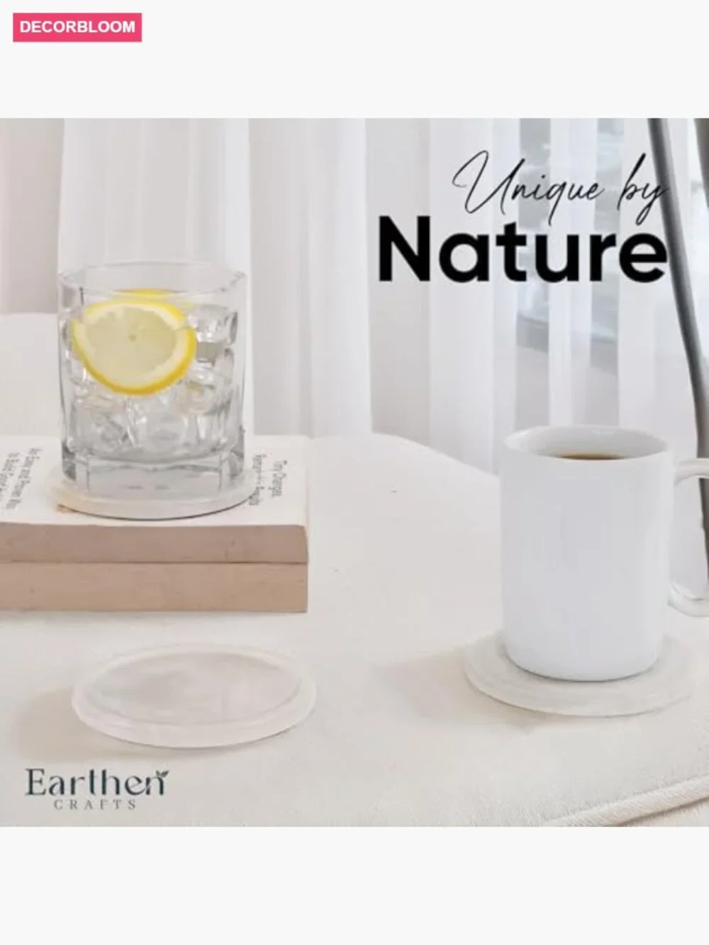 Set of 6 Handmade Marble Coasters with Holder - 3.5in